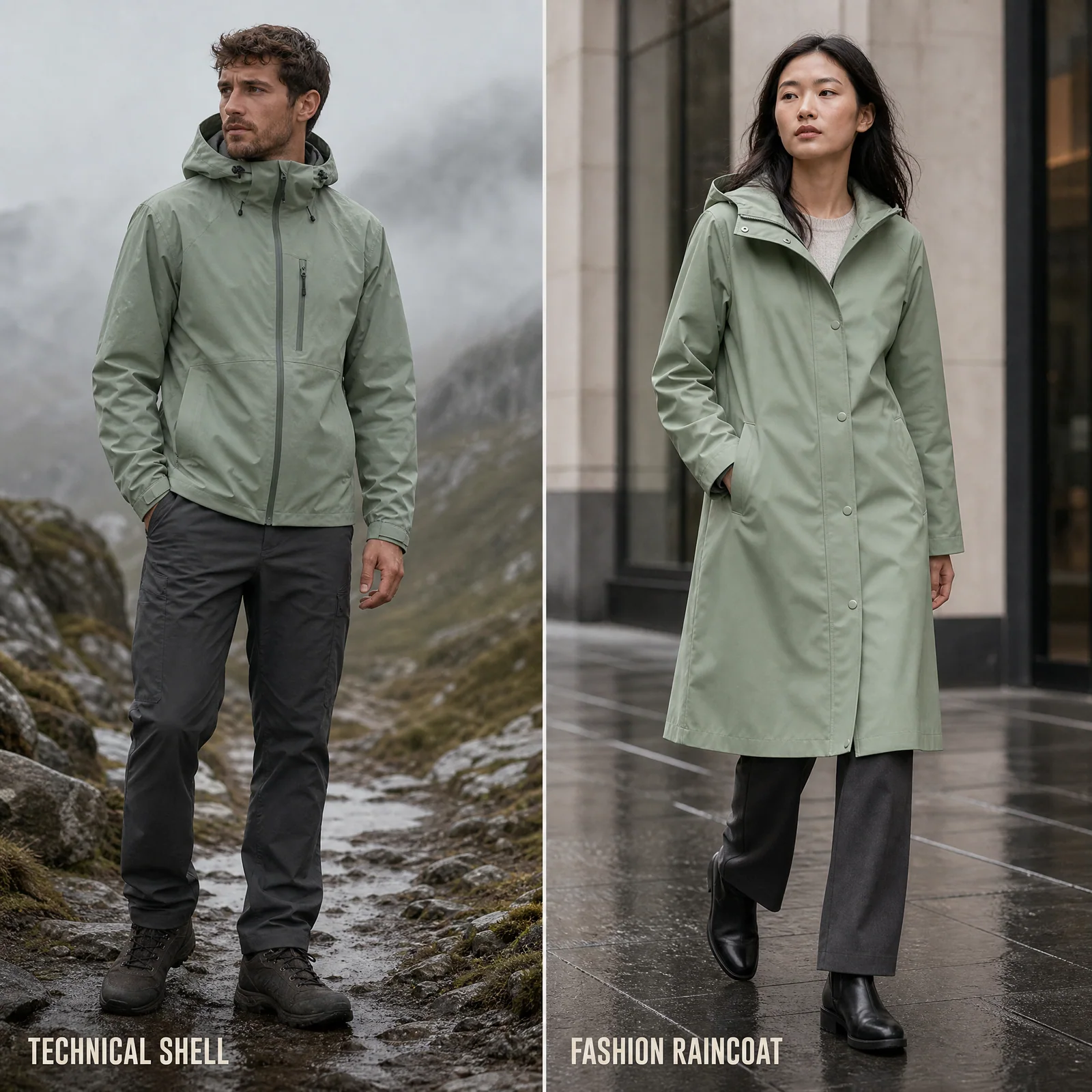 SJ-38242 applications for technical shell jackets and fashion raincoats