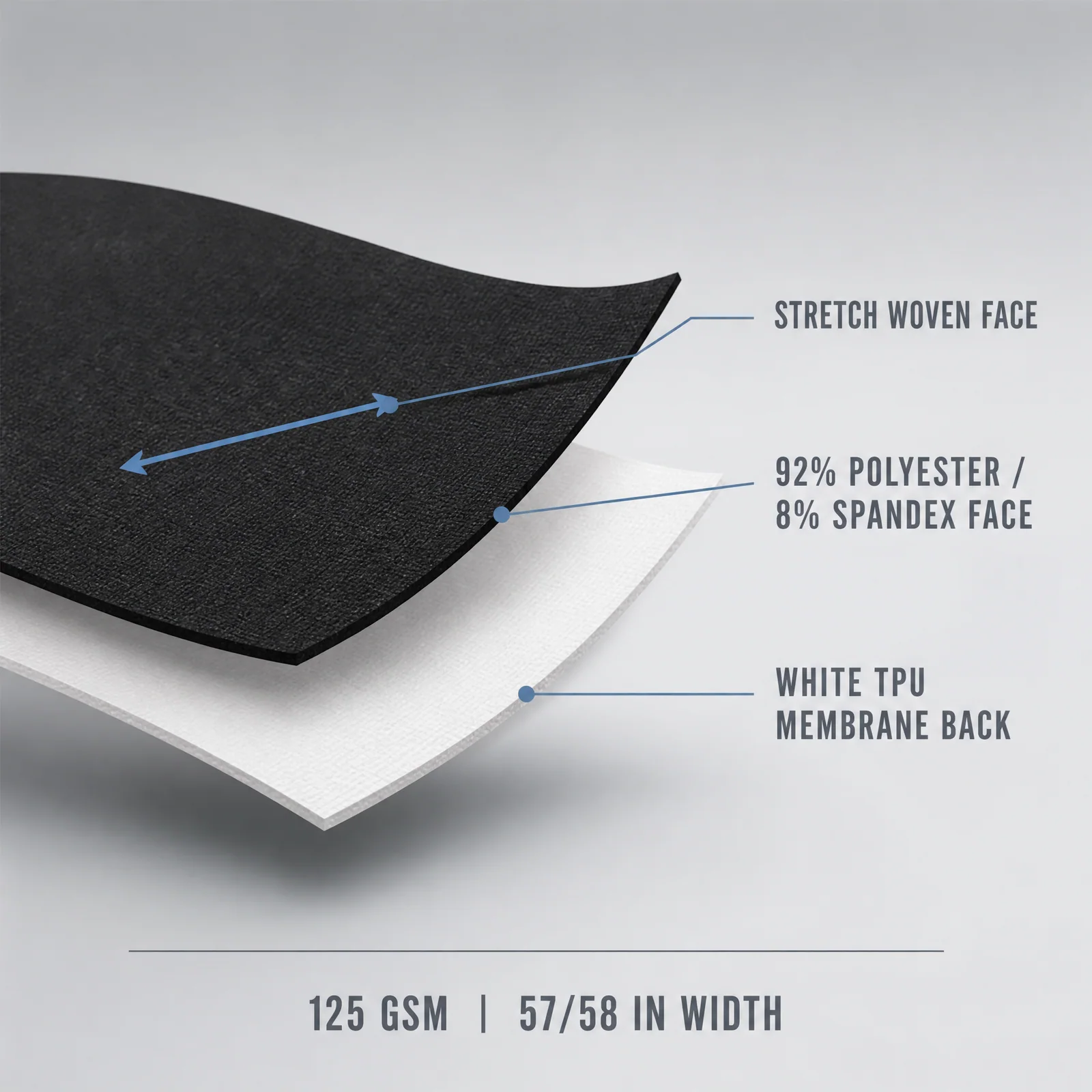 SJ-S005 stretch woven face and white TPU membrane structure