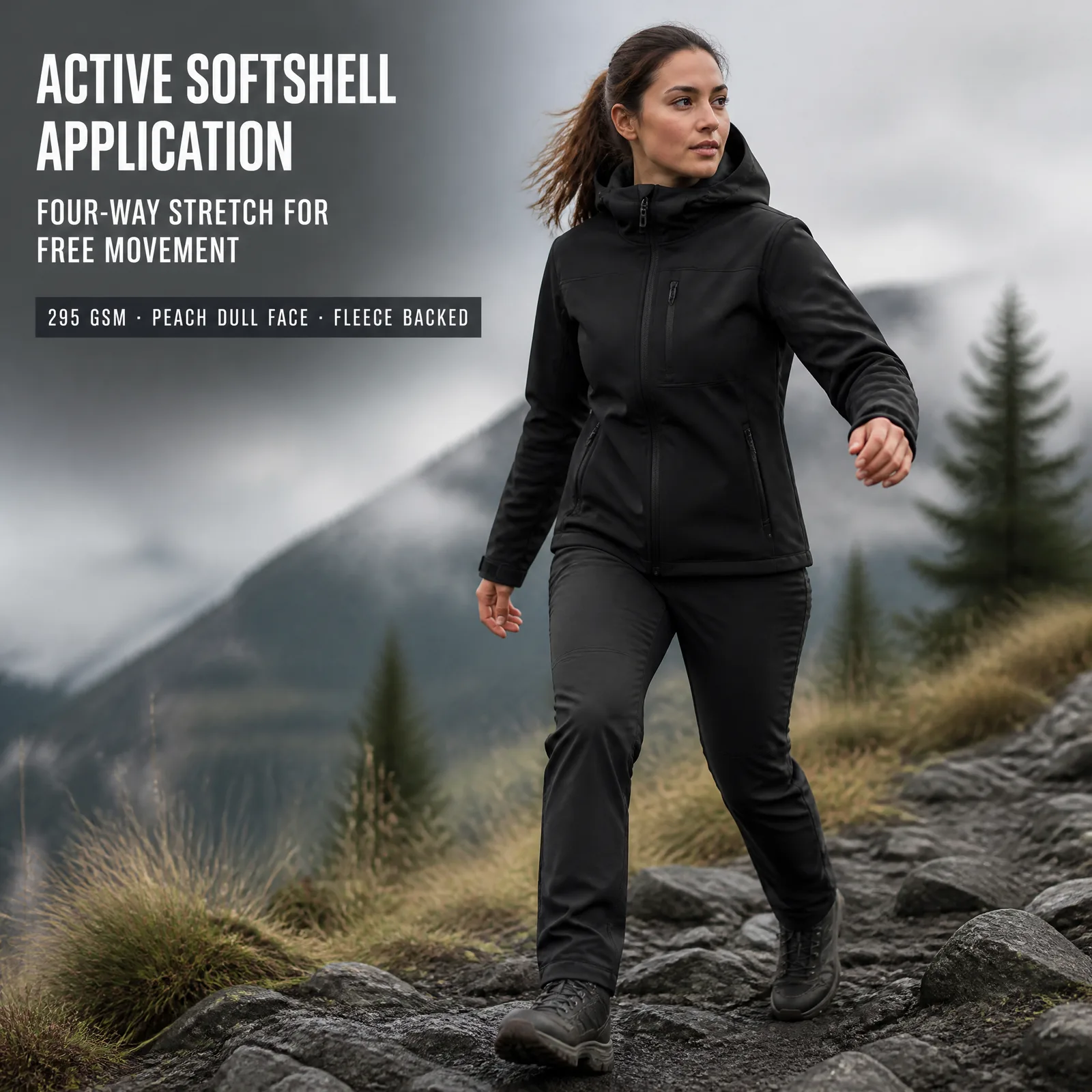 YA080 garment application visualization for softshell development
